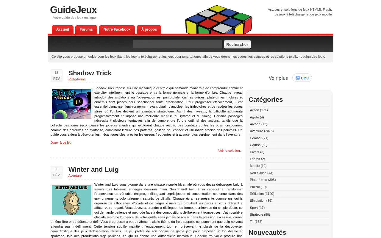 Capture d'écran de GuideJeux.fr
