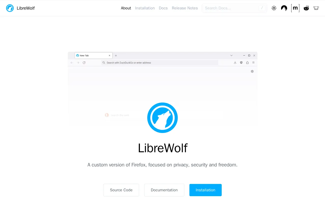 Capture d'écran de LibreWolf