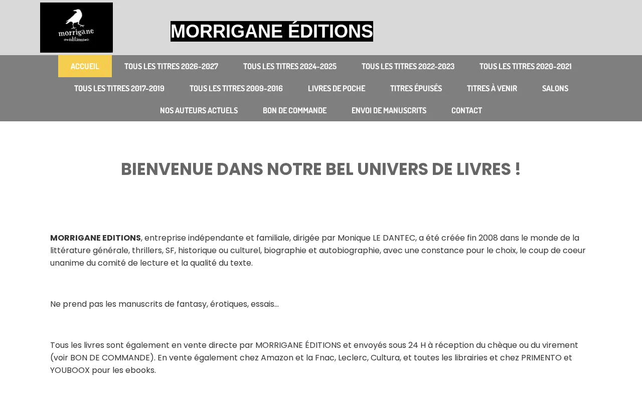 Capture d'écran de Morrigane Éditions