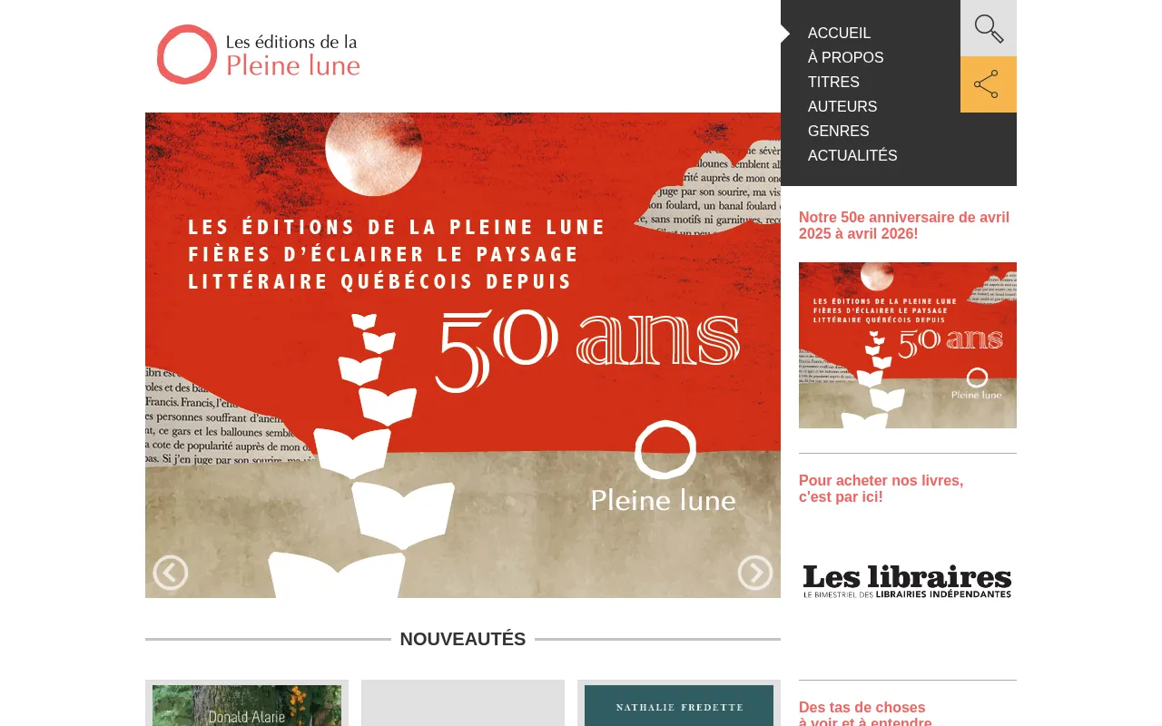 Capture d'écran de Éditions de la pleine lune