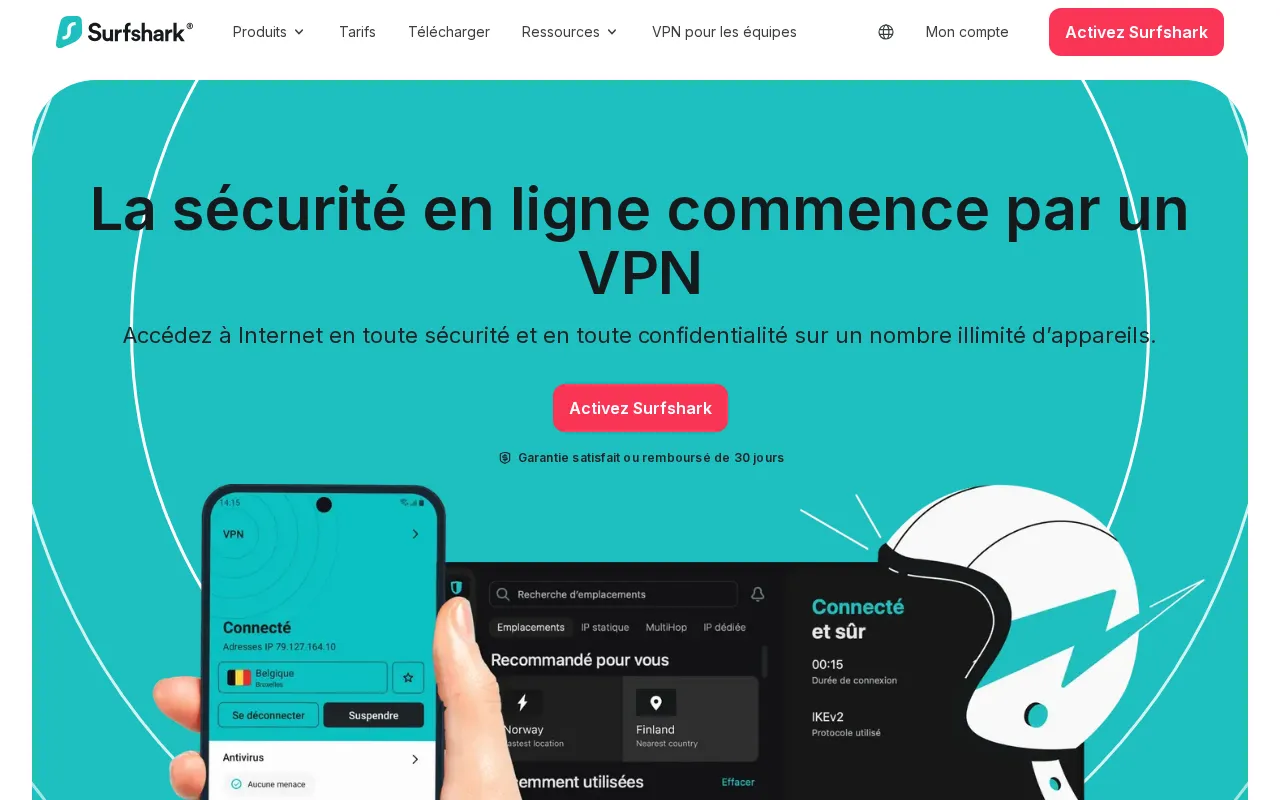 Capture d'écran de Surfshark