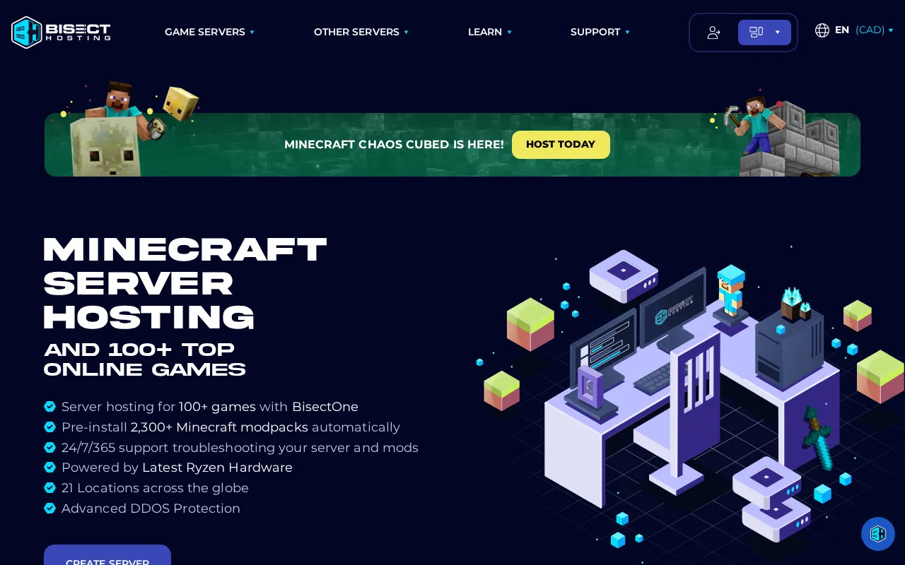 Capture d'écran de Bisect Hosting