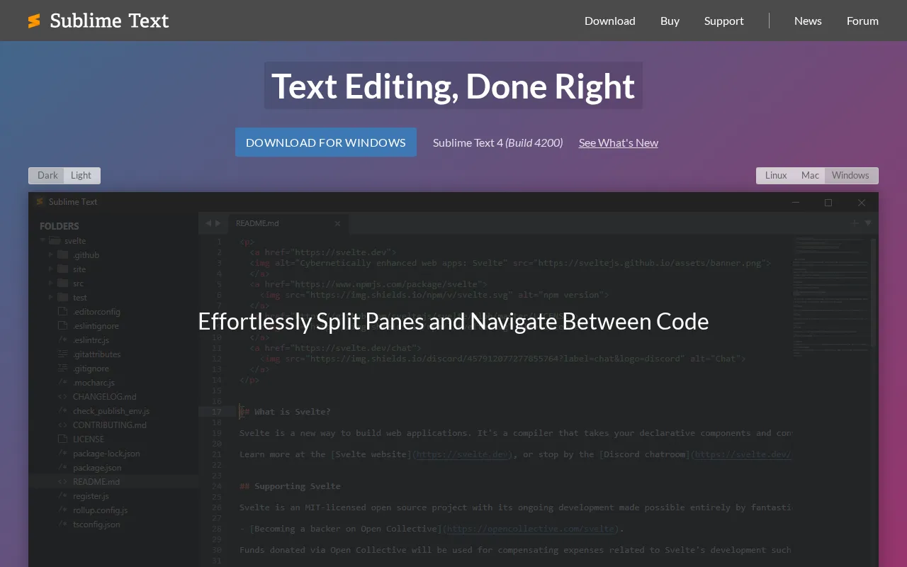 Capture d'écran de Sublime Text