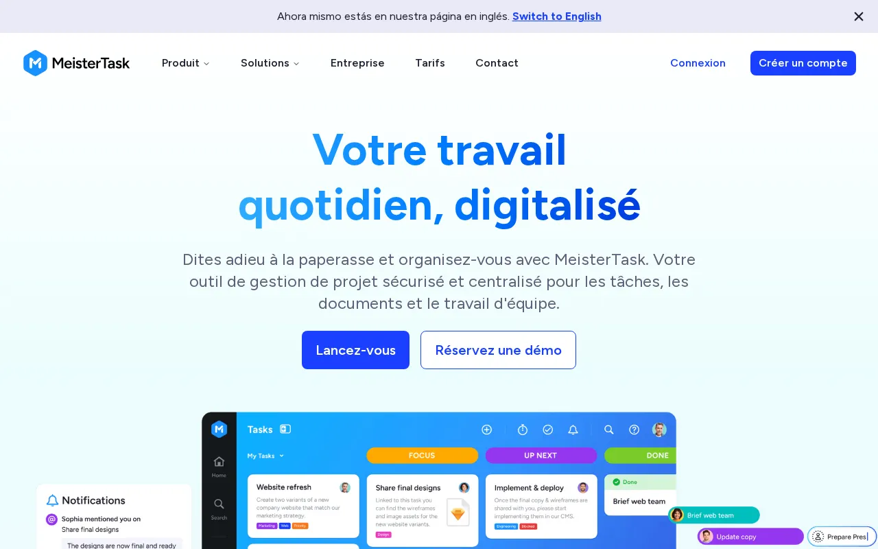 Capture d'écran de MeisterTask