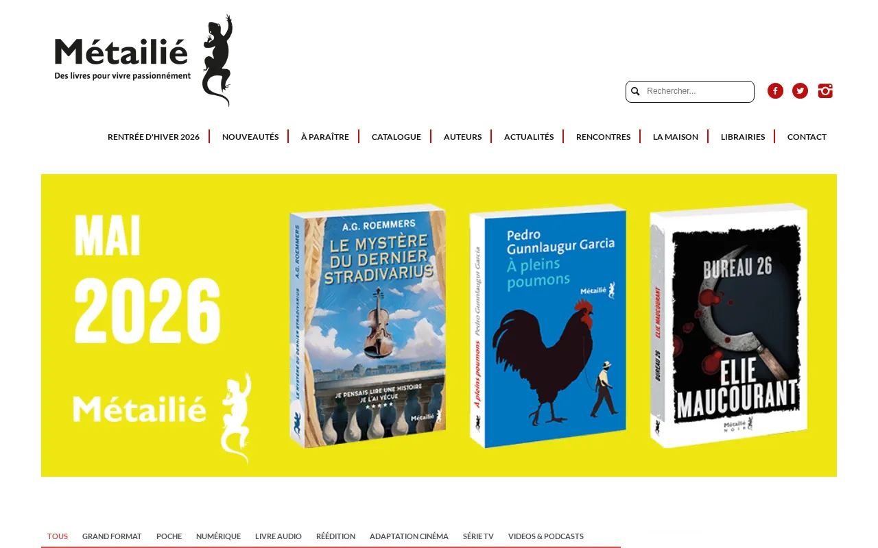 Capture d'écran de Editions Métailié