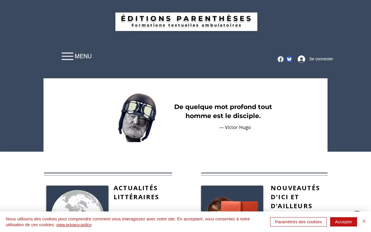 Capture d'écran de Éditions Parenthèses