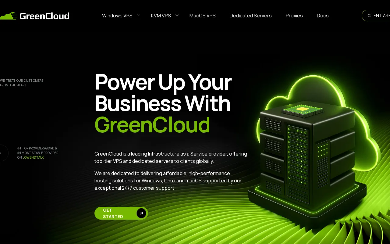 Capture d'écran de Green Cloud VPS