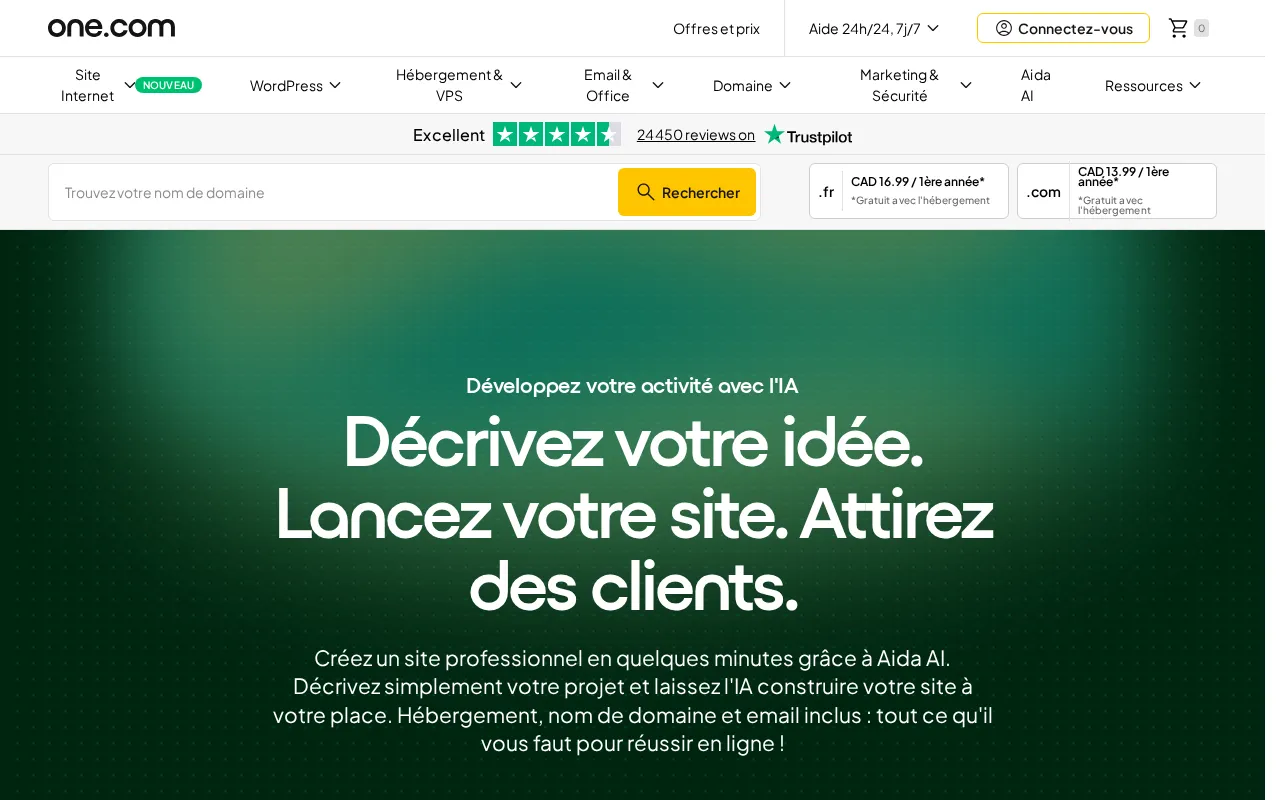Capture d'écran de One.com