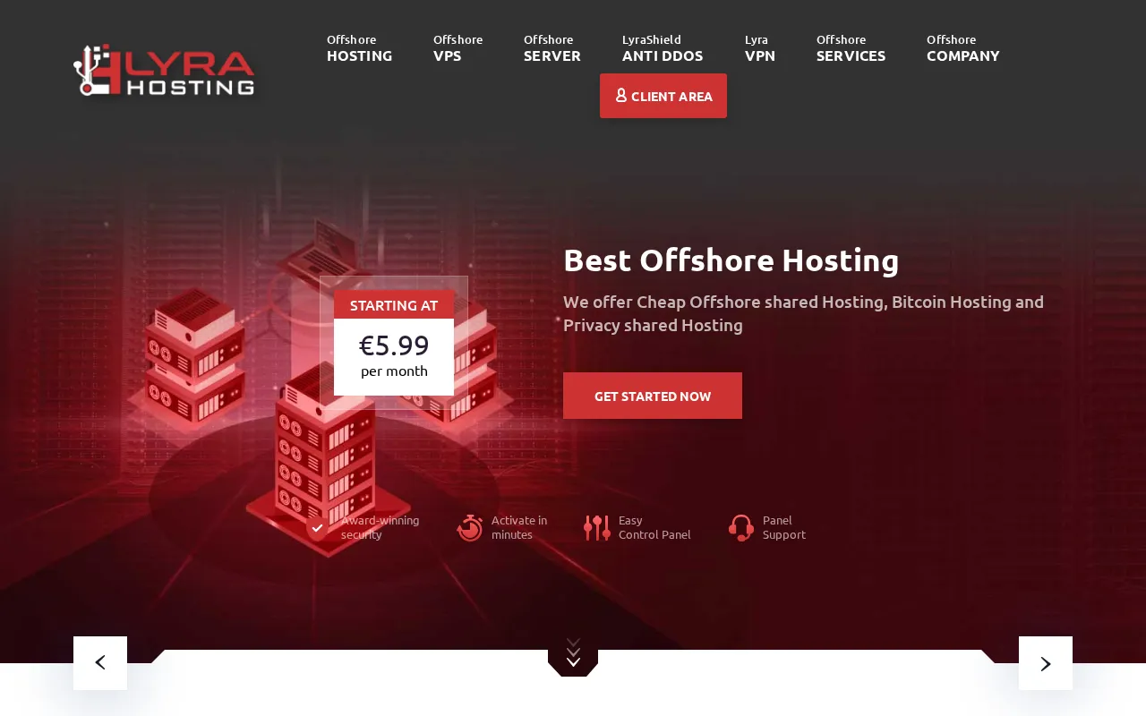 Capture d'écran de Lyra Hosting