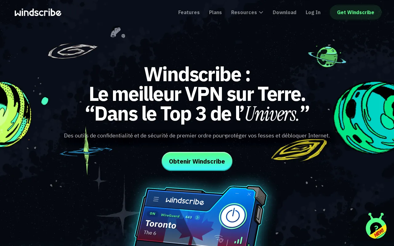 Capture d'écran de Windscribe VPN