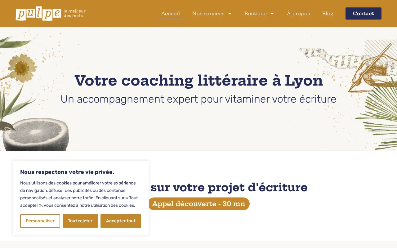 Capture d'écran de Pulpe écriture