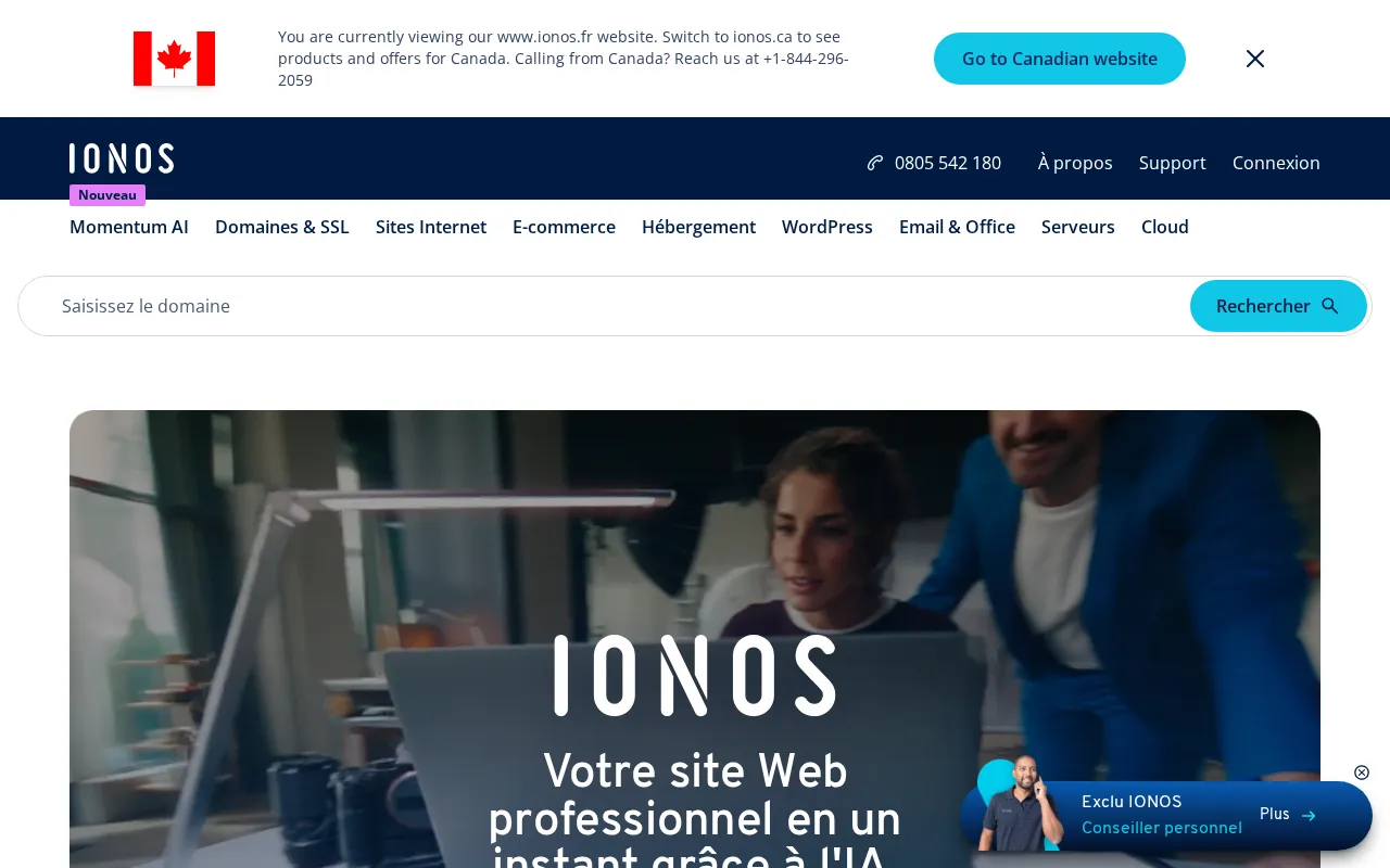 Capture d'écran de Ionos