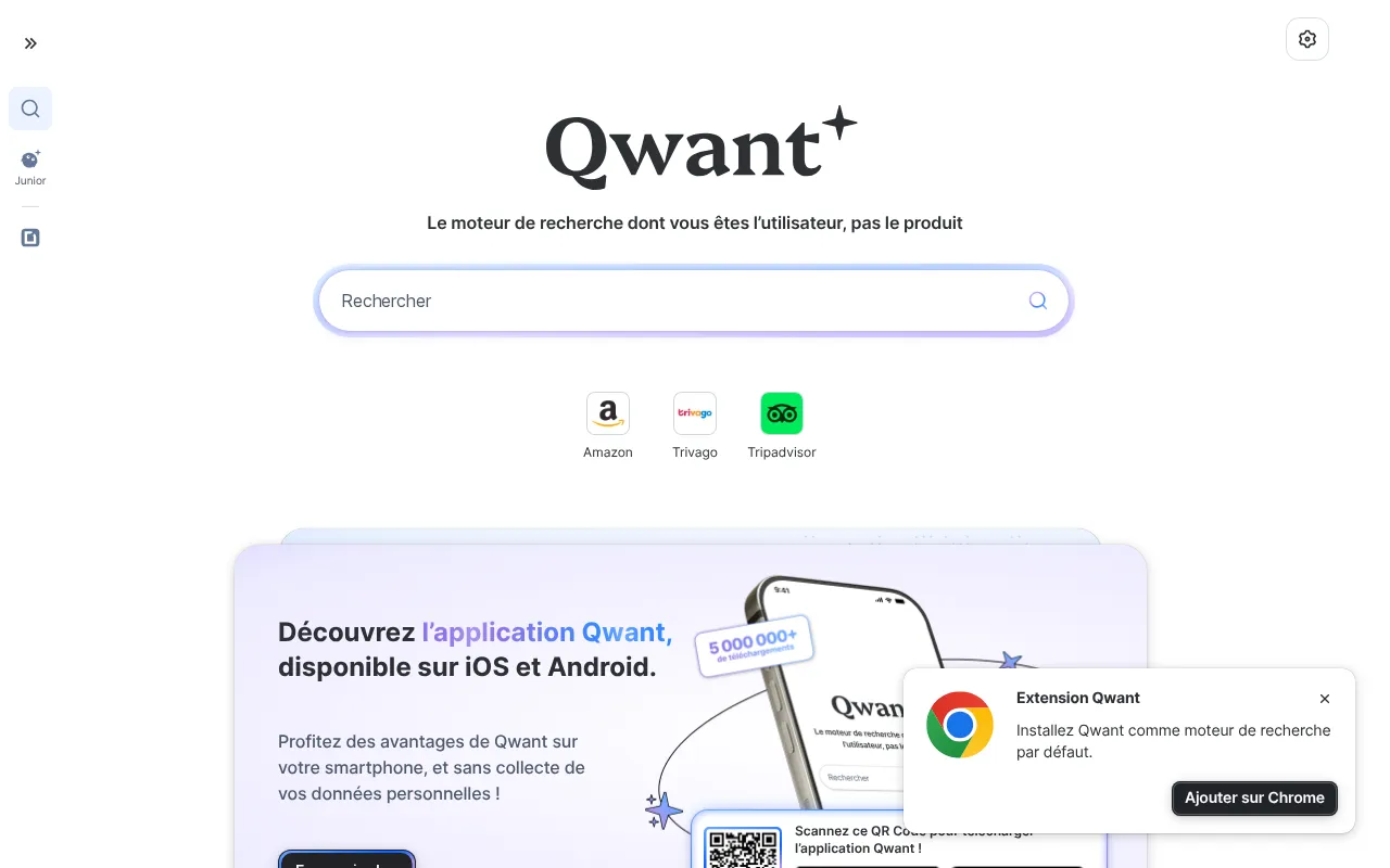 Capture d'écran de Qwant